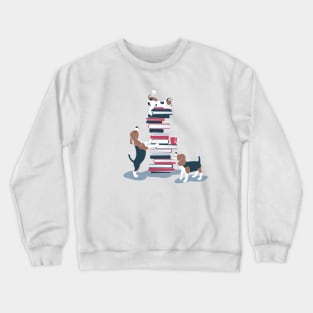 Life is better with books and a friend // spot illustration 02 // blue and red Crewneck Sweatshirt